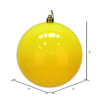 Vickerman 3" Yellow Shiny Ball Ornament 12 per Bag