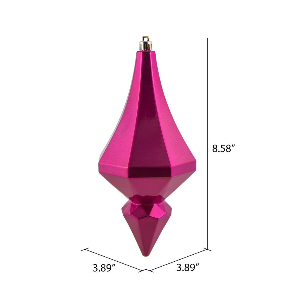 Vickerman 8" Fuchsia Candy Finish Diamond Finial Ornament Pack of 2