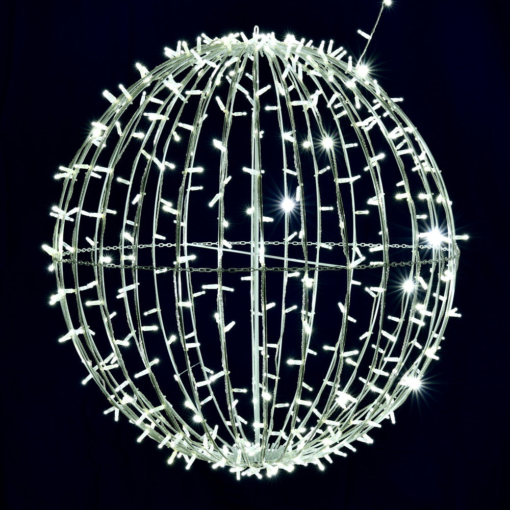 Vickerman 480Lt x 40" Fold Flat Pure White Led Jumbo Hanging Sphere.