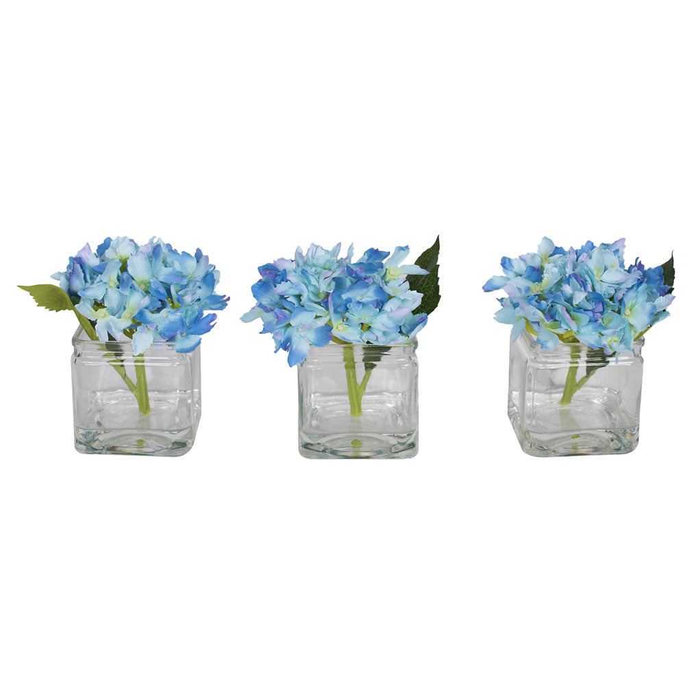Vickerman Artificial 5" Blue Hydrangea in Cube.