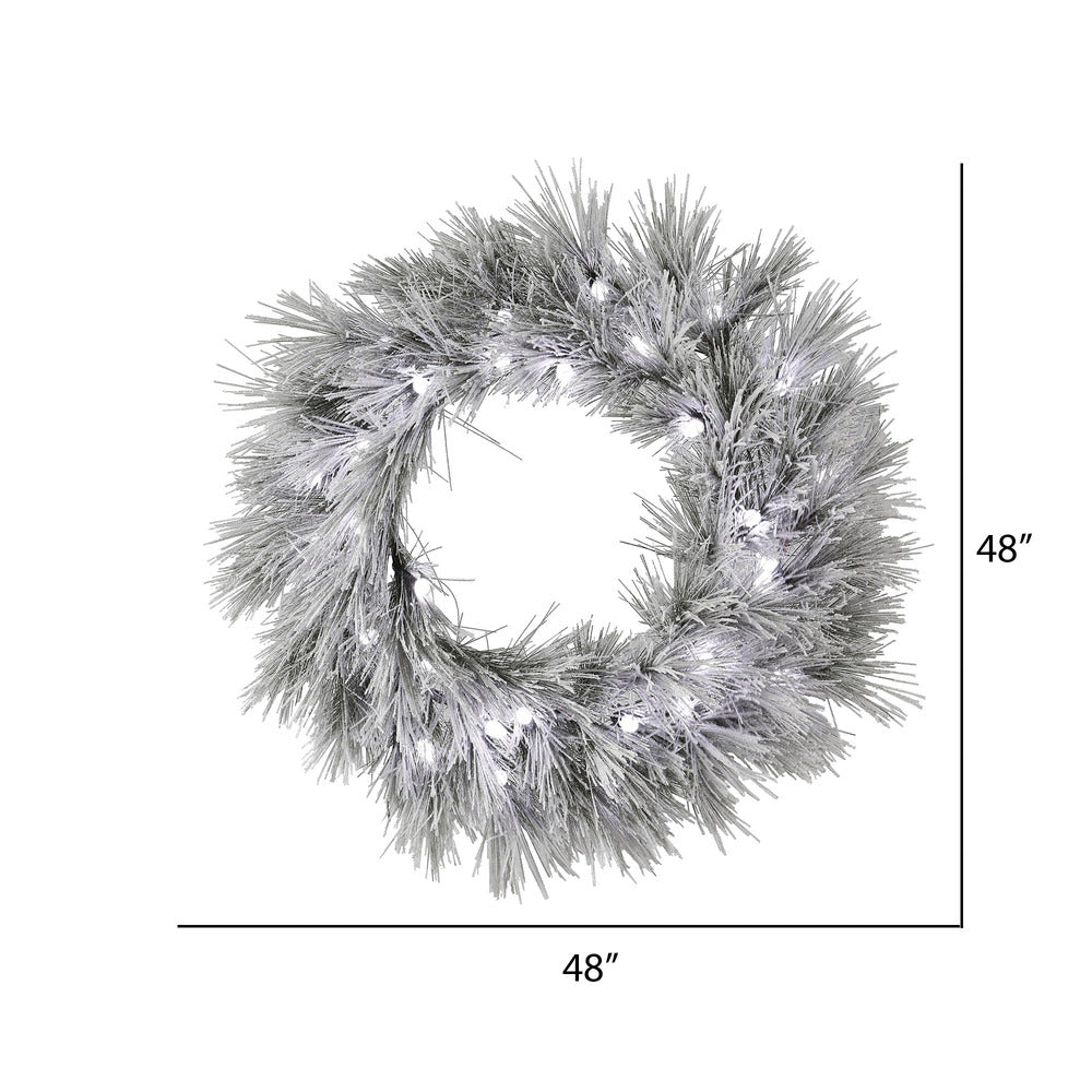 Vickerman 48" Flocked Alder Long Needle Pine Artificial Christmas Wreath Warm White C7 LED Lights