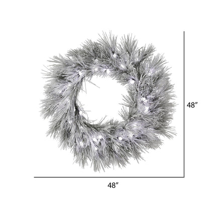 Vickerman 48" Flocked Alder Long Needle Pine Artificial Christmas Wreath Warm White C7 LED Lights