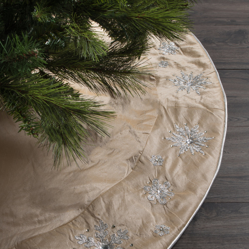 Vickerman 52" Champagne Snowflake Christmas Tree Skirt