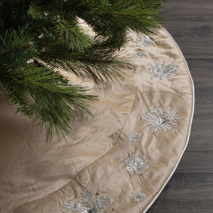 Vickerman 52" Champagne Snowflake Christmas Tree Skirt