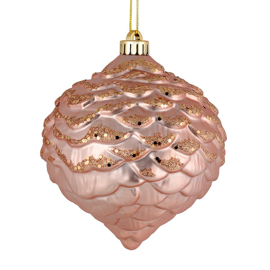 Vickerman 6" Rose Gold Glitter Pinecone Christmas Ornament 6 per Bag