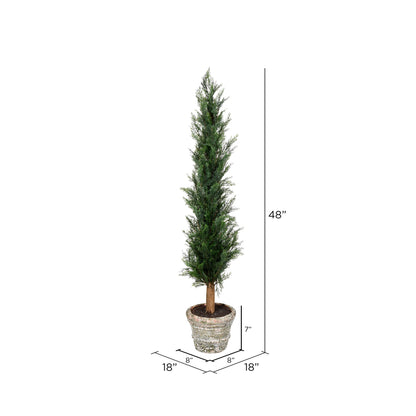 Vickerman 48" Artificial Potted Cedar Tree in Paper Pot.