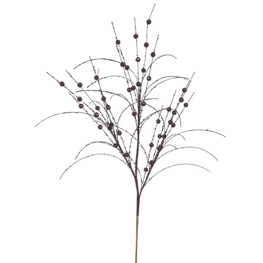 Vickerman 35" Mocha Glitter Berry Artificial Christmas Spray. Includes 6 sprays per pack.