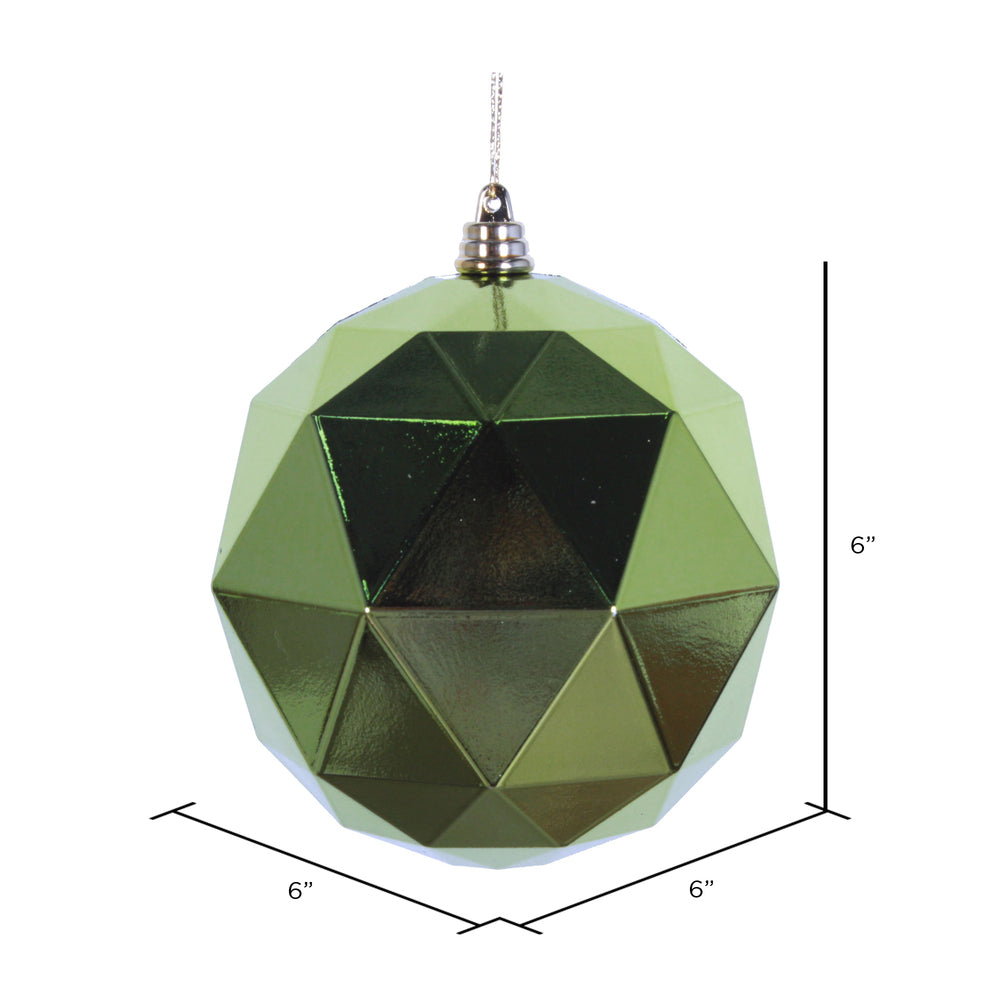 Vickerman 6" Lime Shiny Geometric Ball Ornament 4 per bag