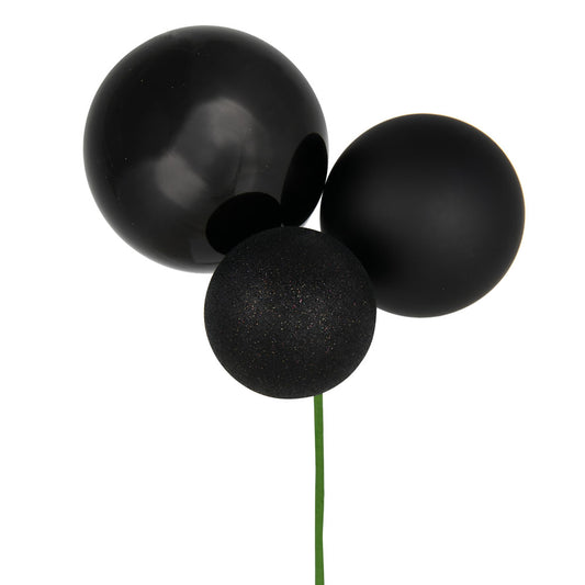Vickerman 18" Black Ball Ornament Christmas Pick Pack of 2