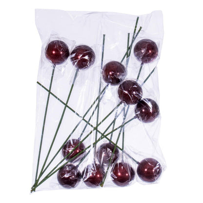 Vickerman 3" x 18" Wine Pearl Ball Ornament Stick 12 per bag.