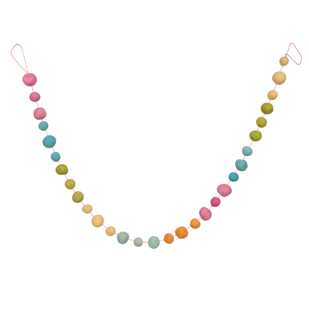 Vickerman 6' Multicolor Wool Pom Pom Garland