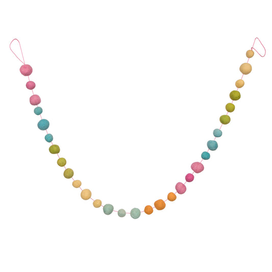 Vickerman 6' Multicolor Wool Pom Pom Garland