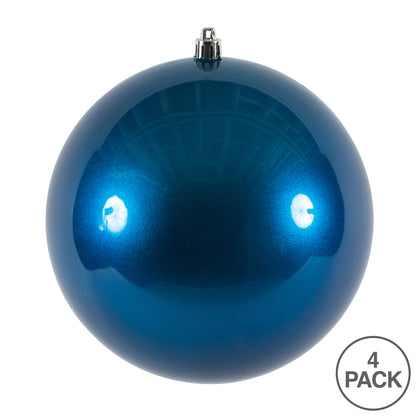 Vickerman 6" Blue Candy Ball Ornament 4 per Bag