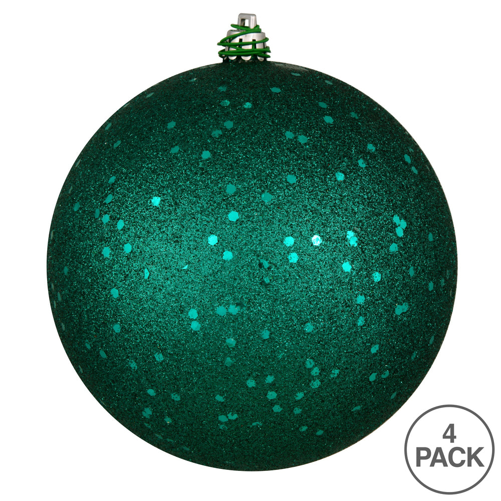 Vickerman 4.75" Dark Teal Sequin Ball Ornament 4 per Bag