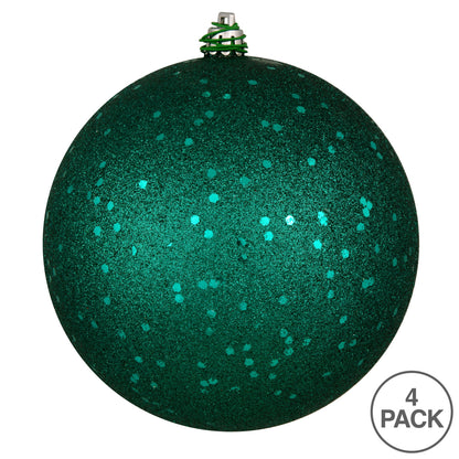 Vickerman 4.75" Dark Teal Sequin Ball Ornament 4 per Bag