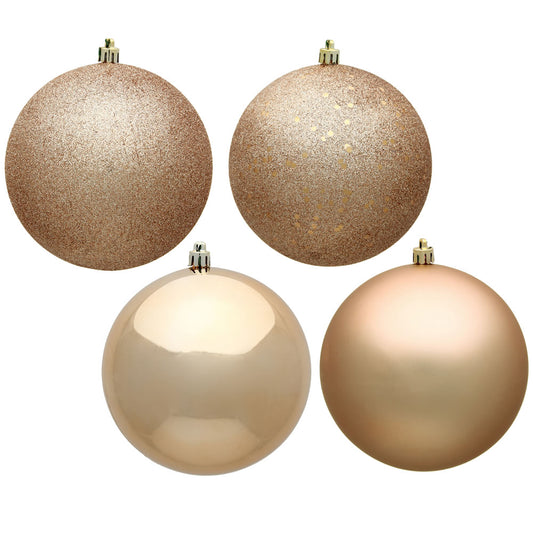 Vickerman 6" Café Latte 4-Finish Ball Ornament Assortment 4 per Box