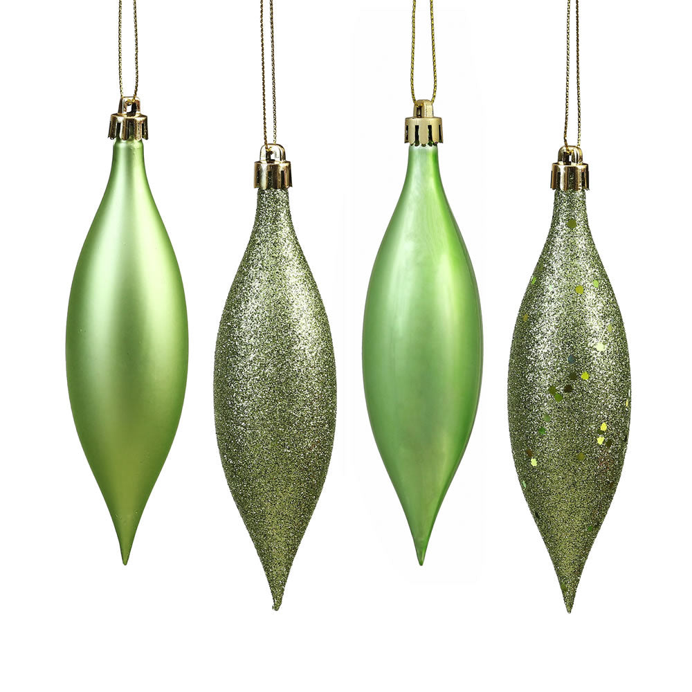 Vickerman 5.5" Celadon Finial Drop Christmas Ornament Assorted 4 Finish 8 per Pack