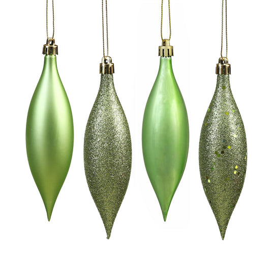 Vickerman 5.5" Celadon Finial Drop Christmas Ornament Assorted 4 Finish 8 per Pack