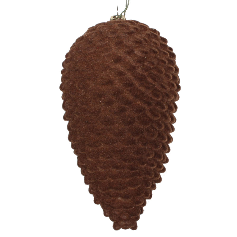Vickerman 7" Chocolate Flocked Pinecone Christmas Ornament Pack of 2