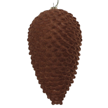 Vickerman 7" Chocolate Flocked Pinecone Christmas Ornament Pack of 2