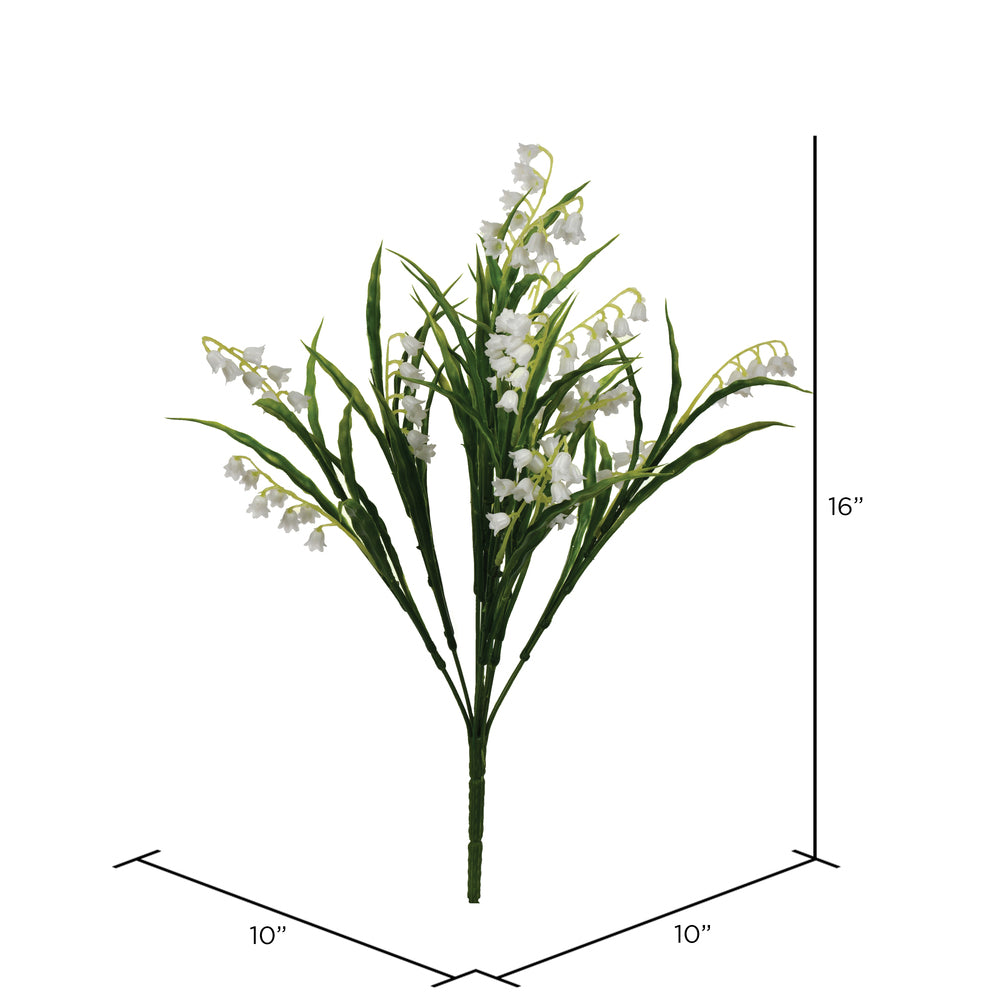 Vickerman 16" Artificial Lily of the Valley Bush Set of 3