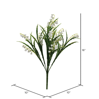 Vickerman 16" Artificial Lily of the Valley Bush Set of 3