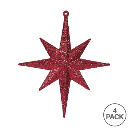 Vickerman 8" Burgundy Iridescent Glitter Bethlehem Star Christmas Ornament 4 per Box