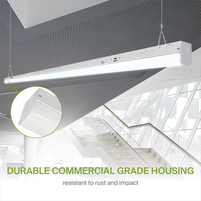 ASD Lighting LED Striplight Fixture 8ft 48/68/90W 120-277V 0-10V Dimmable 140Lm/W 3500/4000/5000K with Battery Back-up 15W White UL DLC Standard