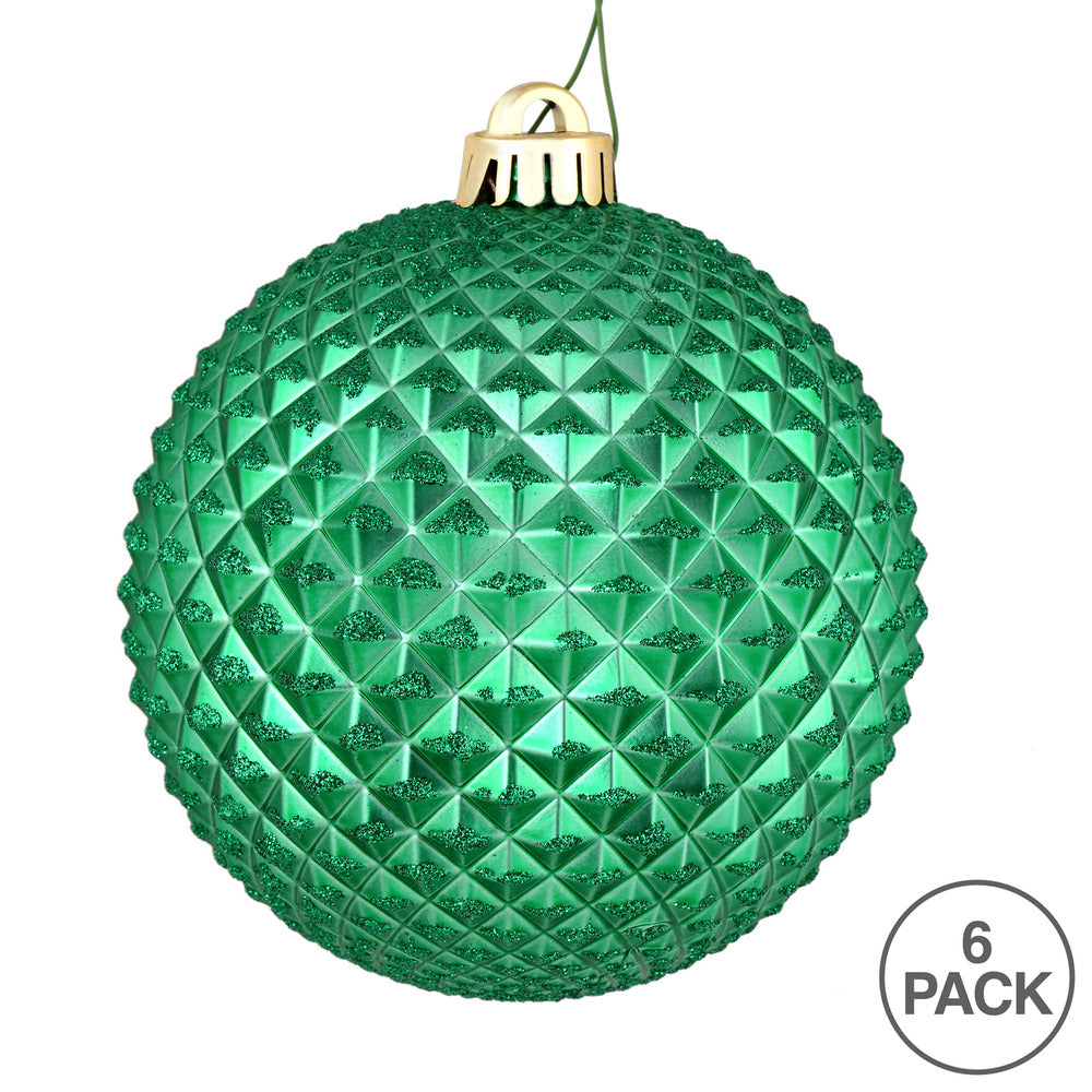 Vickerman 4" Seafoam Green Durian Glitter Ball Ornament 6 per Bag