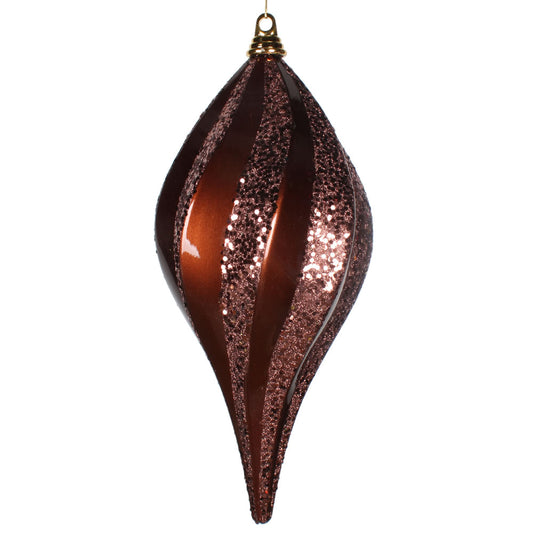 Vickerman 8'' Chocolate Glitter Swirl Drop Christmas Ornament