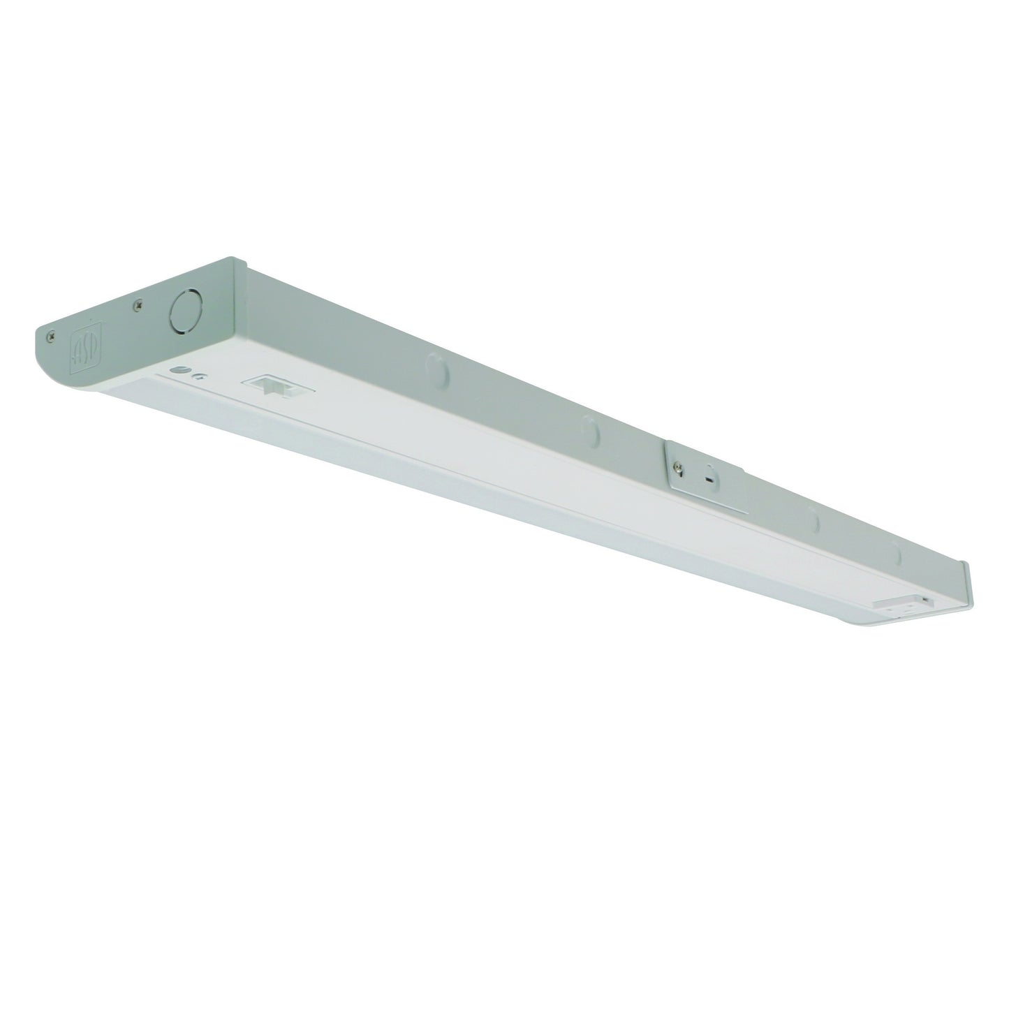 ASD Lighting LED Under Cabinet Bullnose with 1 power outlet 24" 12W 120V CCT Selectable 3000/4000/5000K Hardwired, On/Off Switch, White ETL