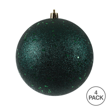 Vickerman 4.75" Midnight Green Sequin Ball Ornament 4 per Bag