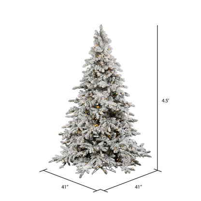 Vickerman 4.5' Flocked Utica Fir Artificial Christmas Tree Pure White LED Lights