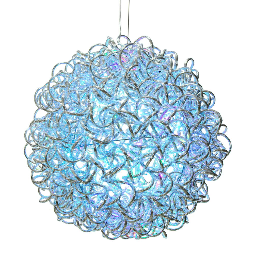Vickerman 14" Spiral LED RGB Silver Aluminum Ball 120 Lights, Remote Control Distance up to 20 feet with Memory and Control up to 15 Balls, 15' Long Silver Plug Wire with UL Transformer for Indoor/Outdoor Use