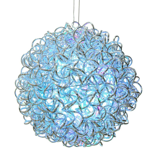 Vickerman 14" Spiral LED RGB Silver Aluminum Ball 120 Lights, Remote Control Distance up to 20 feet with Memory and Control up to 15 Balls, 15' Long Silver Plug Wire with UL Transformer for Indoor/Outdoor Use