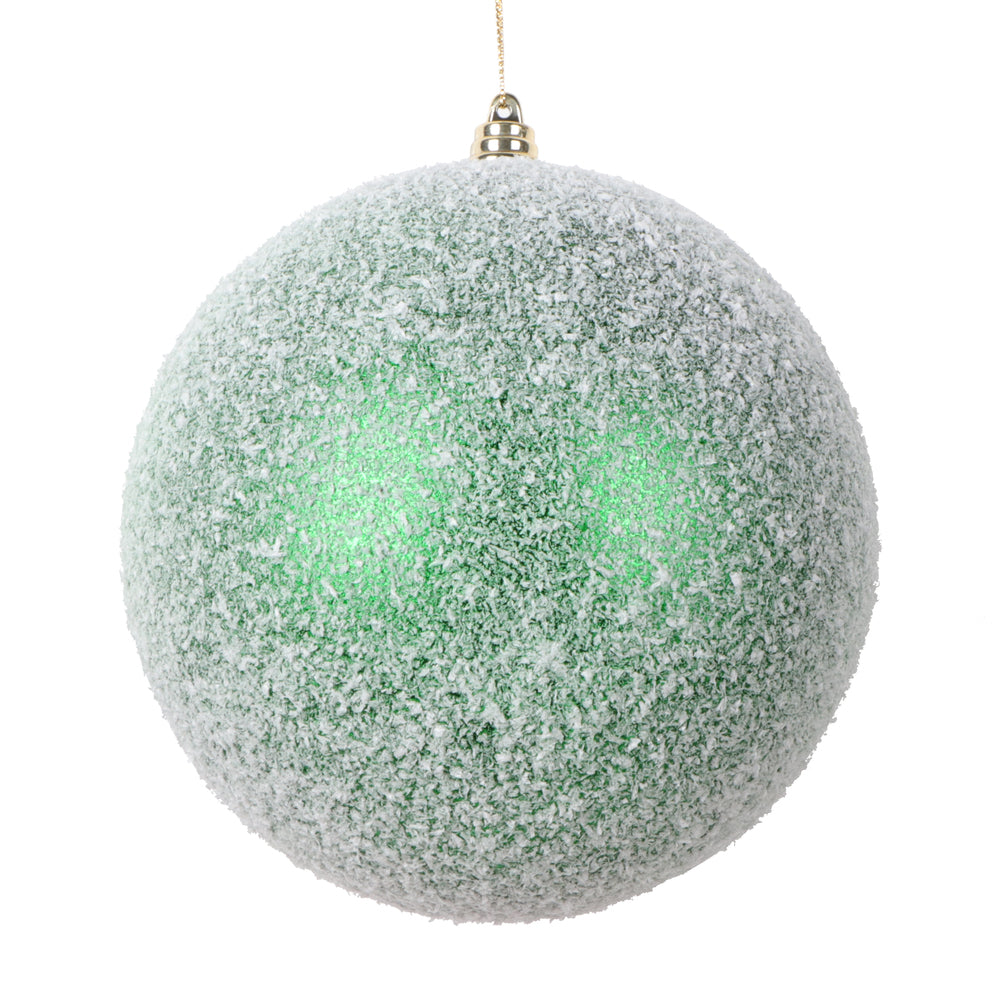 Vickerman 6" Green Matte Snow Covered Ornament 2 per bag.