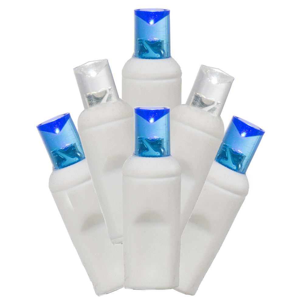 Vickerman 50 Blue-White Wide Angle LED Light on White Wire 25' Christmas Single Mold Light Strand