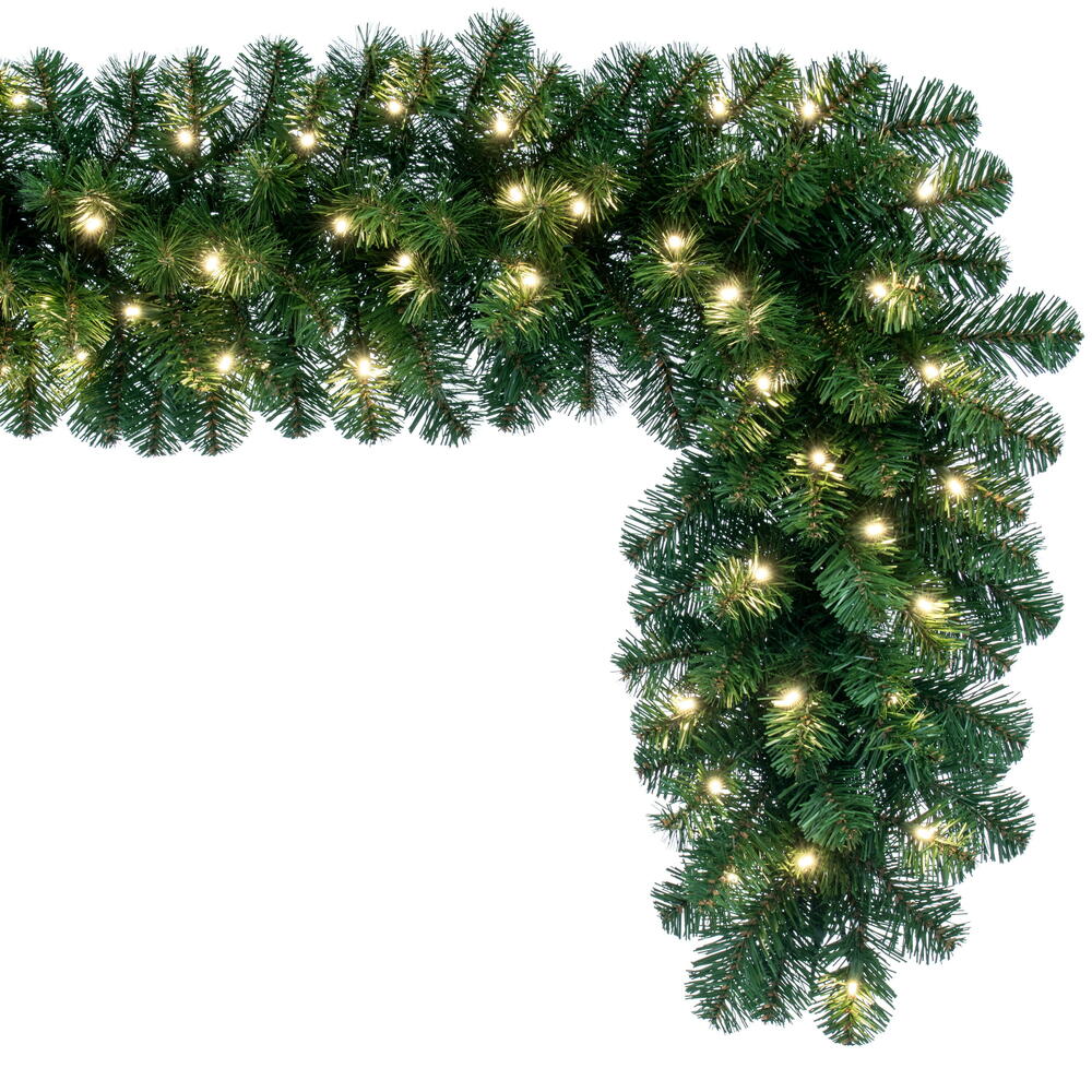 Vickerman 9' x 14" Oregon Fir Artificial Christmas Garland Warm White LED Lights