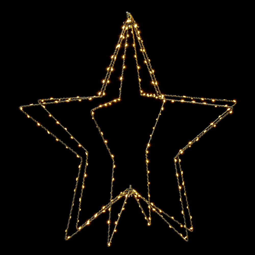 Vickerman 240 lights x 24" Warm White Twinkle LED Five Point Star Steel Wire Silhouette Light.