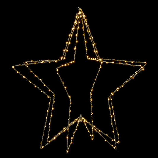 Vickerman 240 lights x 24" Warm White Twinkle LED Five Point Star Steel Wire Silhouette Light.