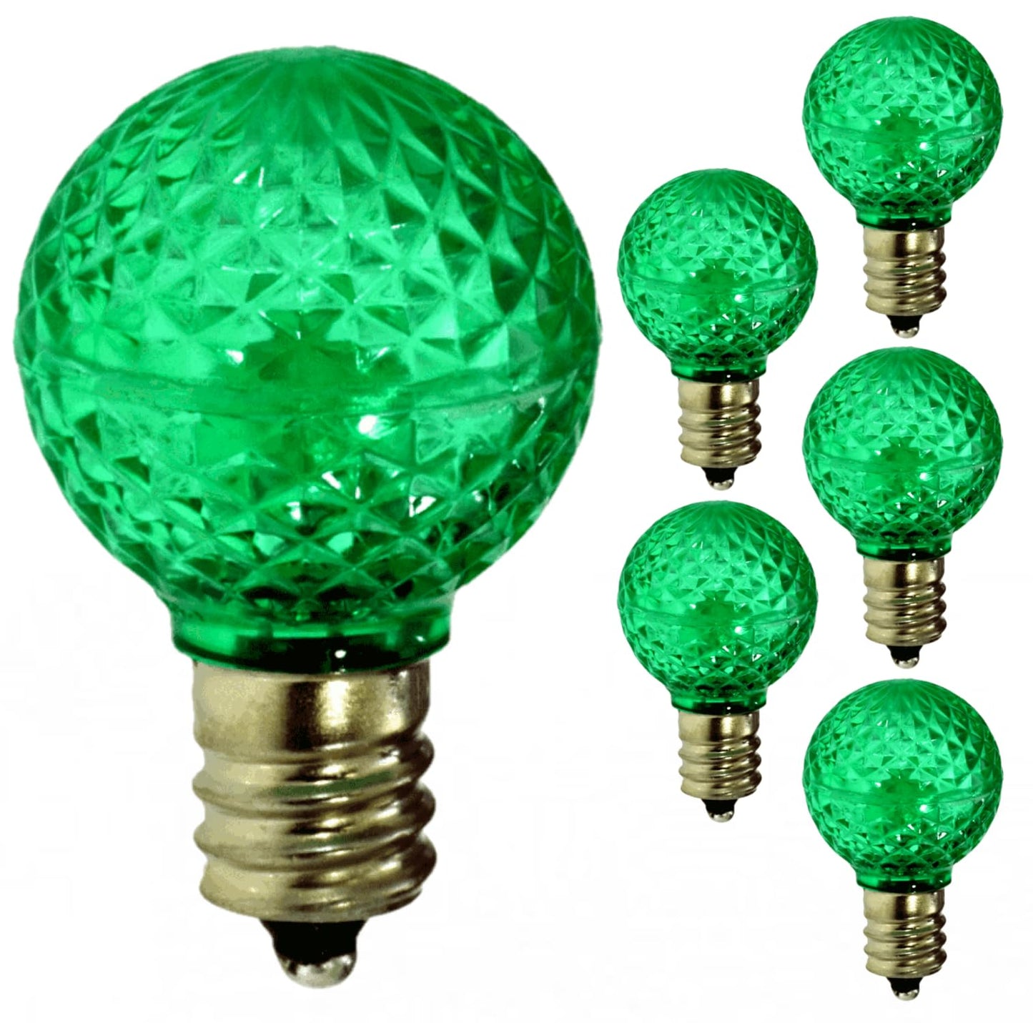 Damar- G9 LED Bulb Crystal Transparent Green Dimmable 0.6W-0.96W E12 Candelabra Base 100-130V Pack of 6- Small Faceted Globe Mood Colored Lighting for Party Christmas Home Decoration