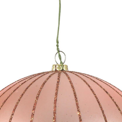 Vickerman 6" Rose Gold Matte Glitter Ball Christmas Ornament 2 pieces per bag