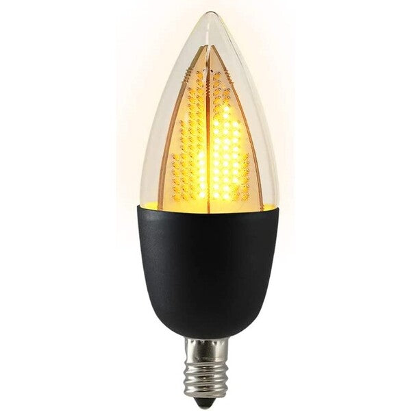 Euri Lighting ECA9.5-2120fcb Decorative LED 6-Watt Equivalent Natural Flickering Flame Bulb E12 Candelabra, Black Base - 2700K