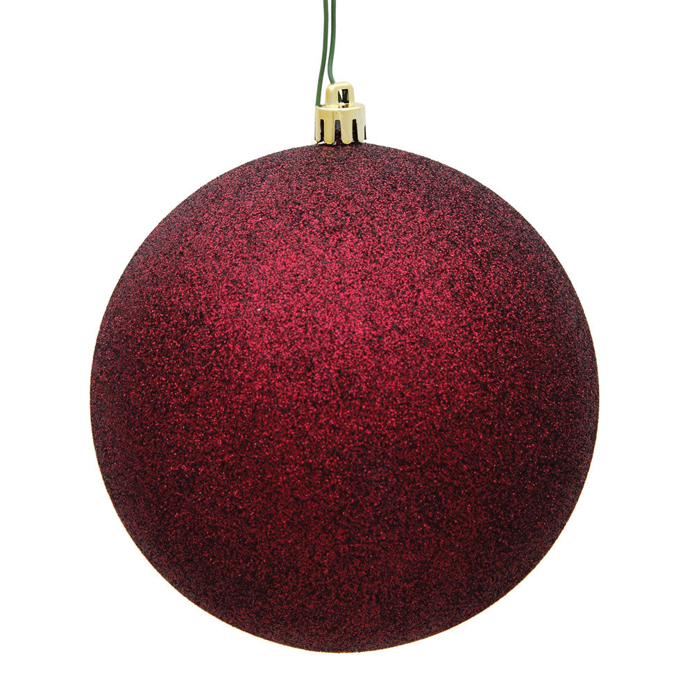 Vickerman 6" Burgundy Glitter Ball Ornament 4 per Bag