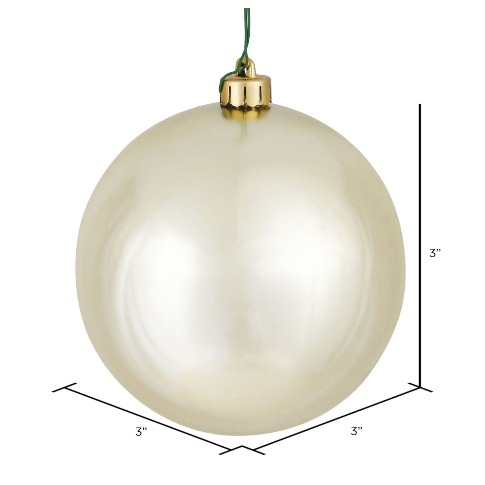 Vickerman 3" Champagne Shiny Ball Ornament 12 per Bag