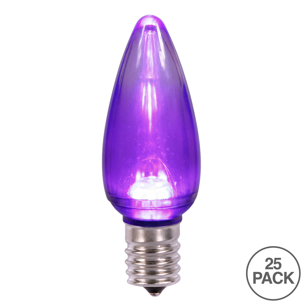 Vickerman C9 Transparent Plastic LED Purple Dimmable Bulb E17 Nickel Base 25 per bag