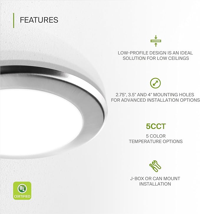 ASD Lighting LED Disk Light 6inch 15W 120V Triac 2700/3000/3500/4000/5000K Nickel UL