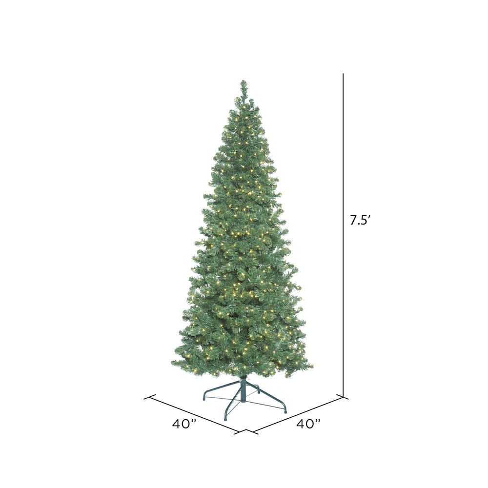 Vickerman 7.5' Oregon Fir Slim Artificial Christmas Tree Clear Dura-lit Lights