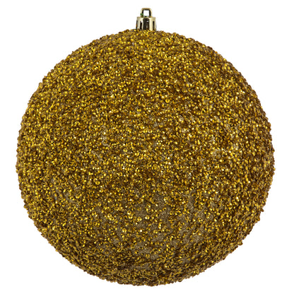 Vickerman 6" Gold Beaded Ball Ornament 4 per Bag