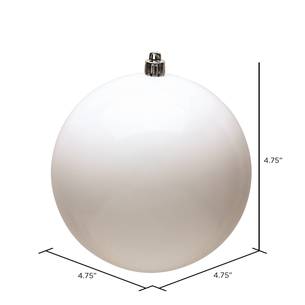 Vickerman 4.75" White Shiny Ball Ornament 4 per Bag